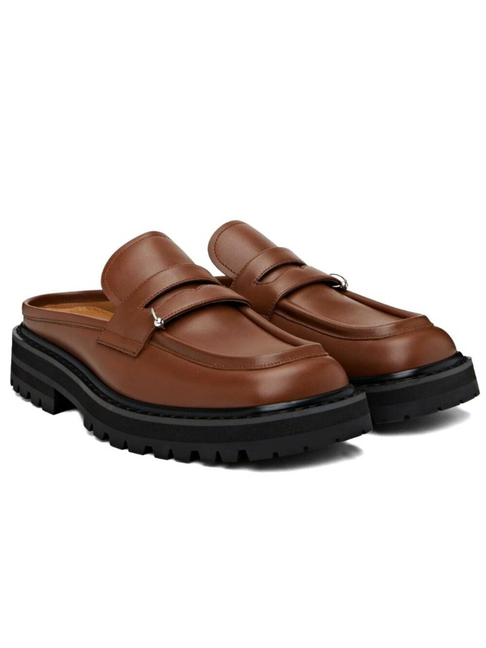 Marni Men’s Brown Leather Piercing 2.0 Chunky Sabot Loafers Size 44 (MSRP $935)